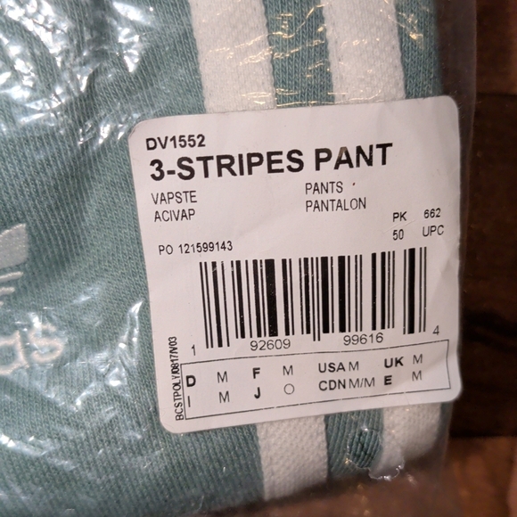 Adidas Athletic Pants BRAND NEW IN PACKAGE Adult Size Medium VAPOUR STEELE - Picture 3 of 4